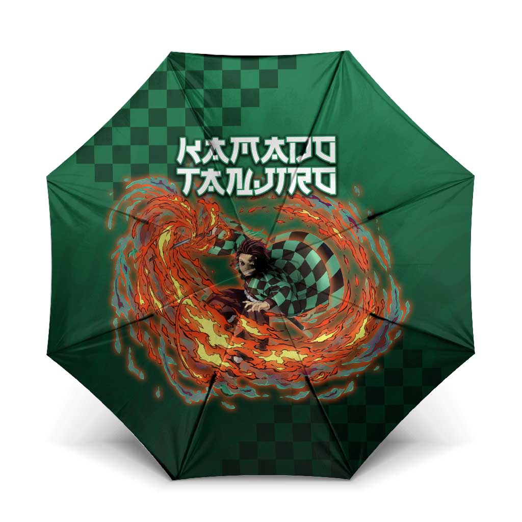 Kamado Tanjiro Demon Slayer Umbrella Flame Burst Anime Checkered Style