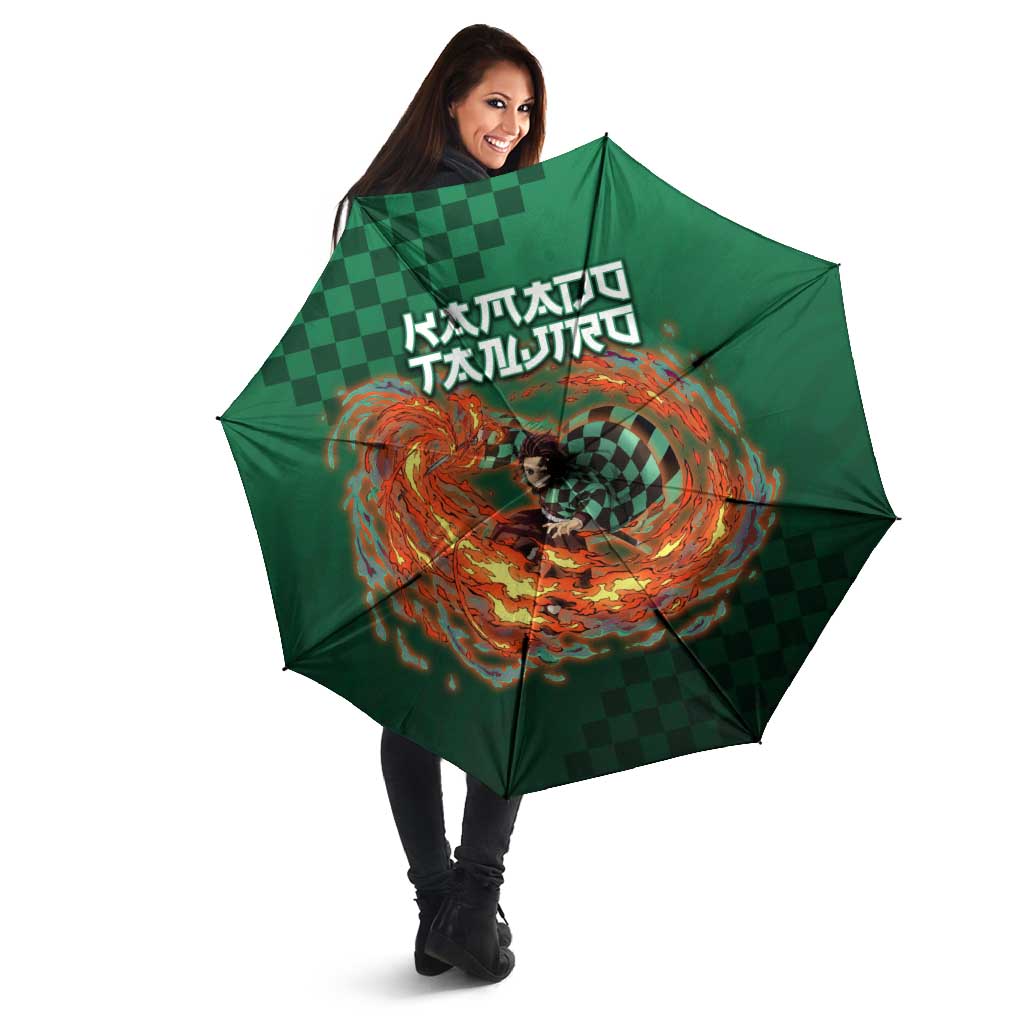 Kamado Tanjiro Demon Slayer Umbrella Flame Burst Anime Checkered Style
