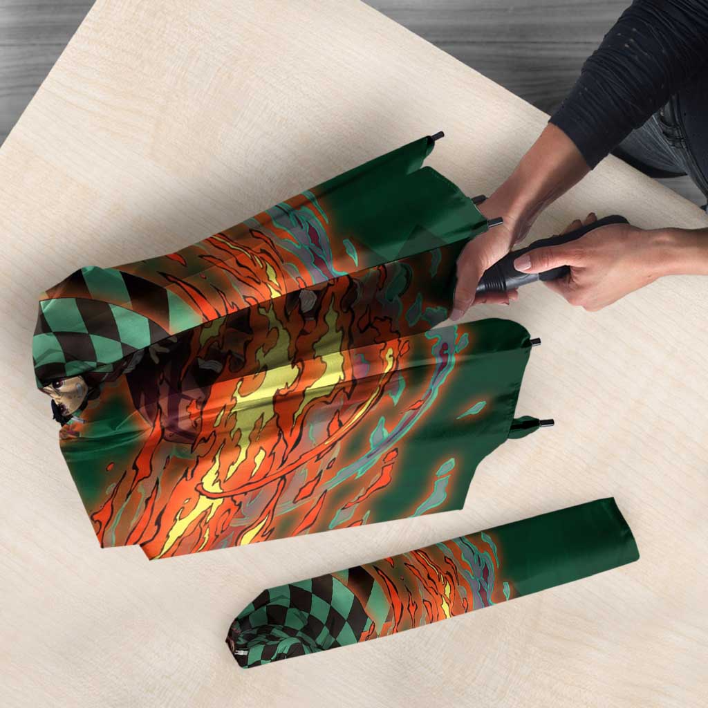 Kamado Tanjiro Demon Slayer Umbrella Flame Burst Anime Checkered Style