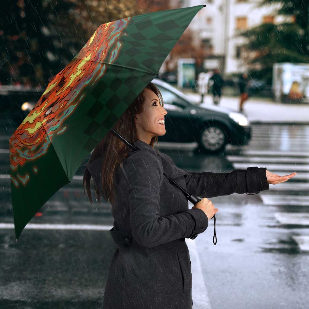 Kamado Tanjiro Demon Slayer Umbrella Flame Burst Anime Checkered Style