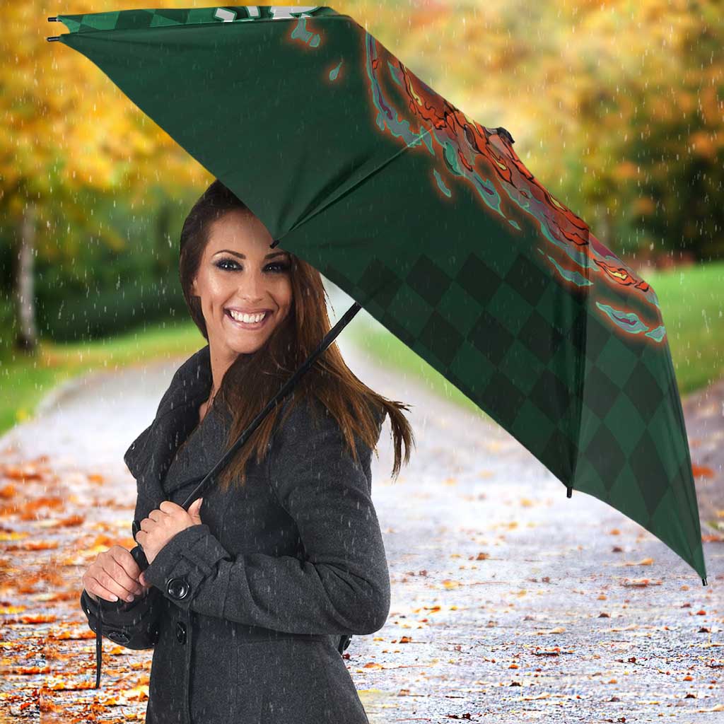 Kamado Tanjiro Demon Slayer Umbrella Flame Burst Anime Checkered Style