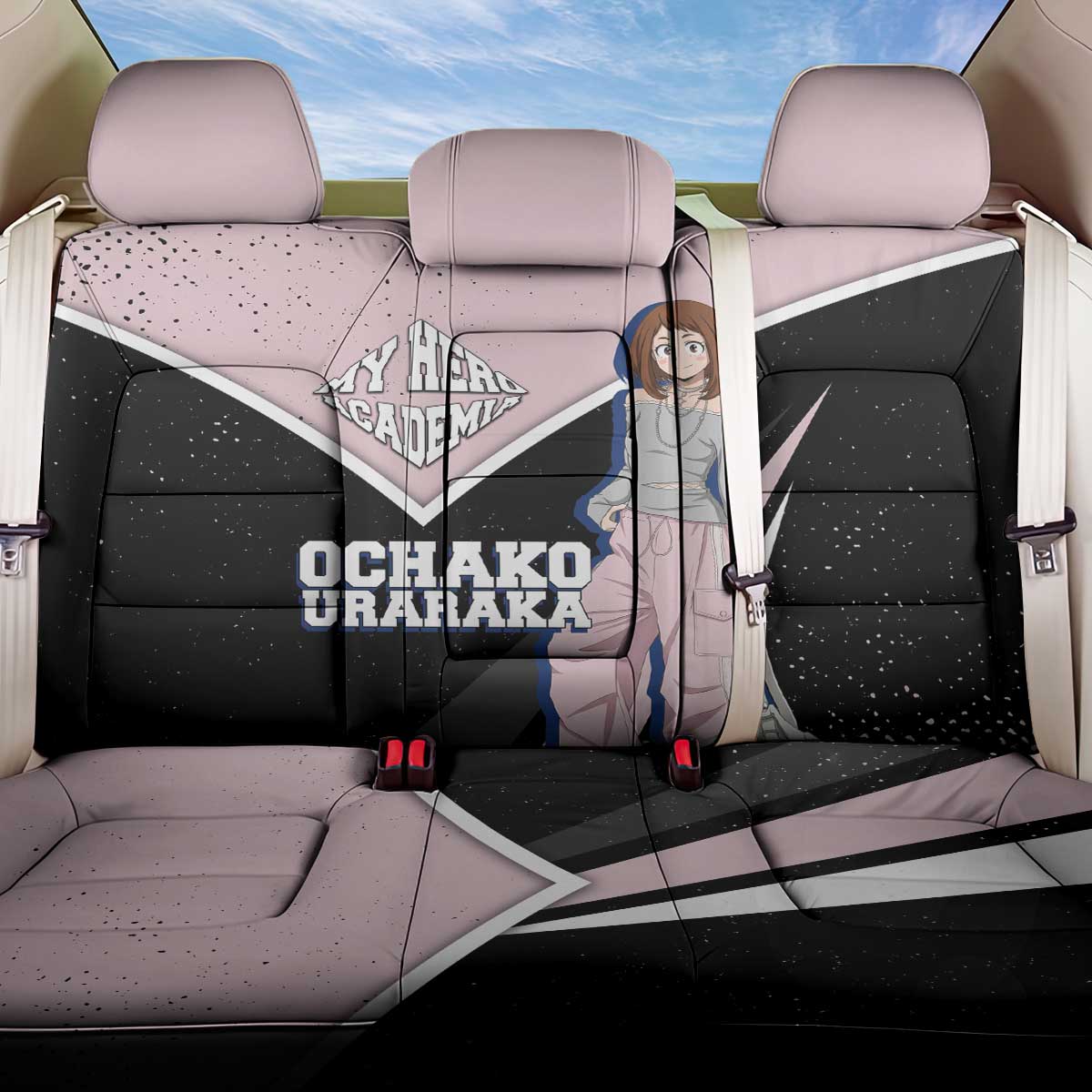 Ochako Uraraka My Hero Academia Back Car Seat Cover Anime Grunge Splatter Graphic Style