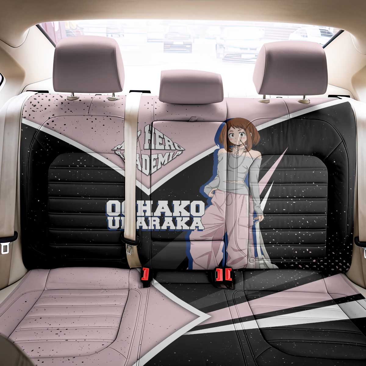 Ochako Uraraka My Hero Academia Back Car Seat Cover Anime Grunge Splatter Graphic Style