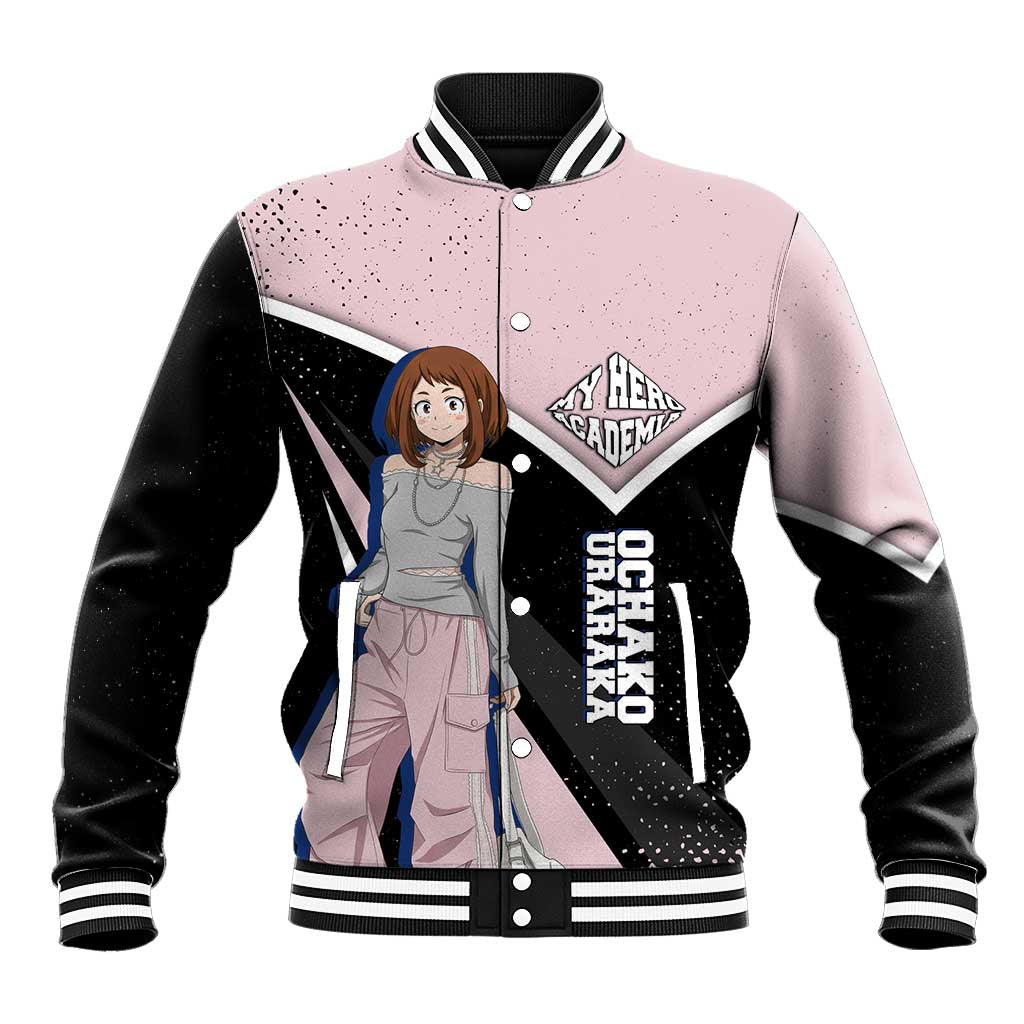 Ochako Uraraka My Hero Academia Baseball Jacket Anime Grunge Splatter Graphic Style