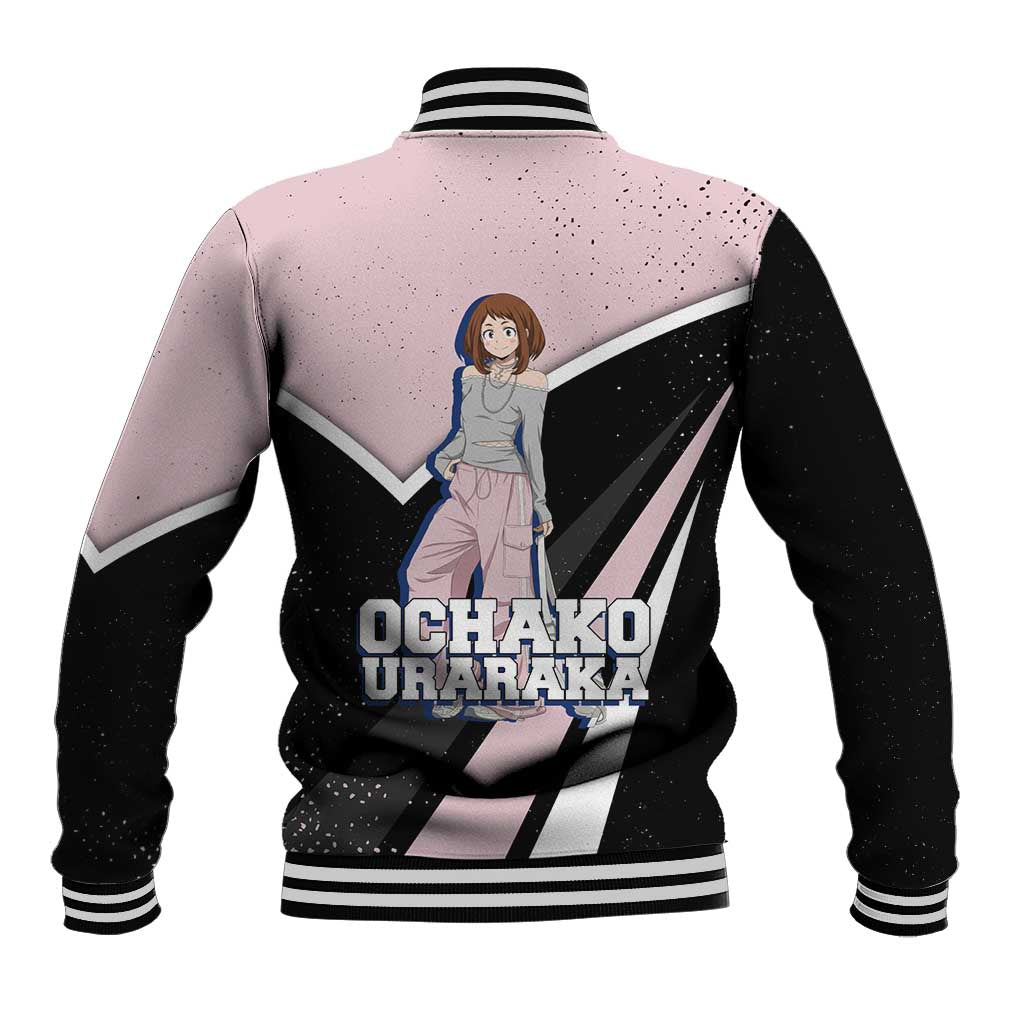 Ochako Uraraka My Hero Academia Baseball Jacket Anime Grunge Splatter Graphic Style
