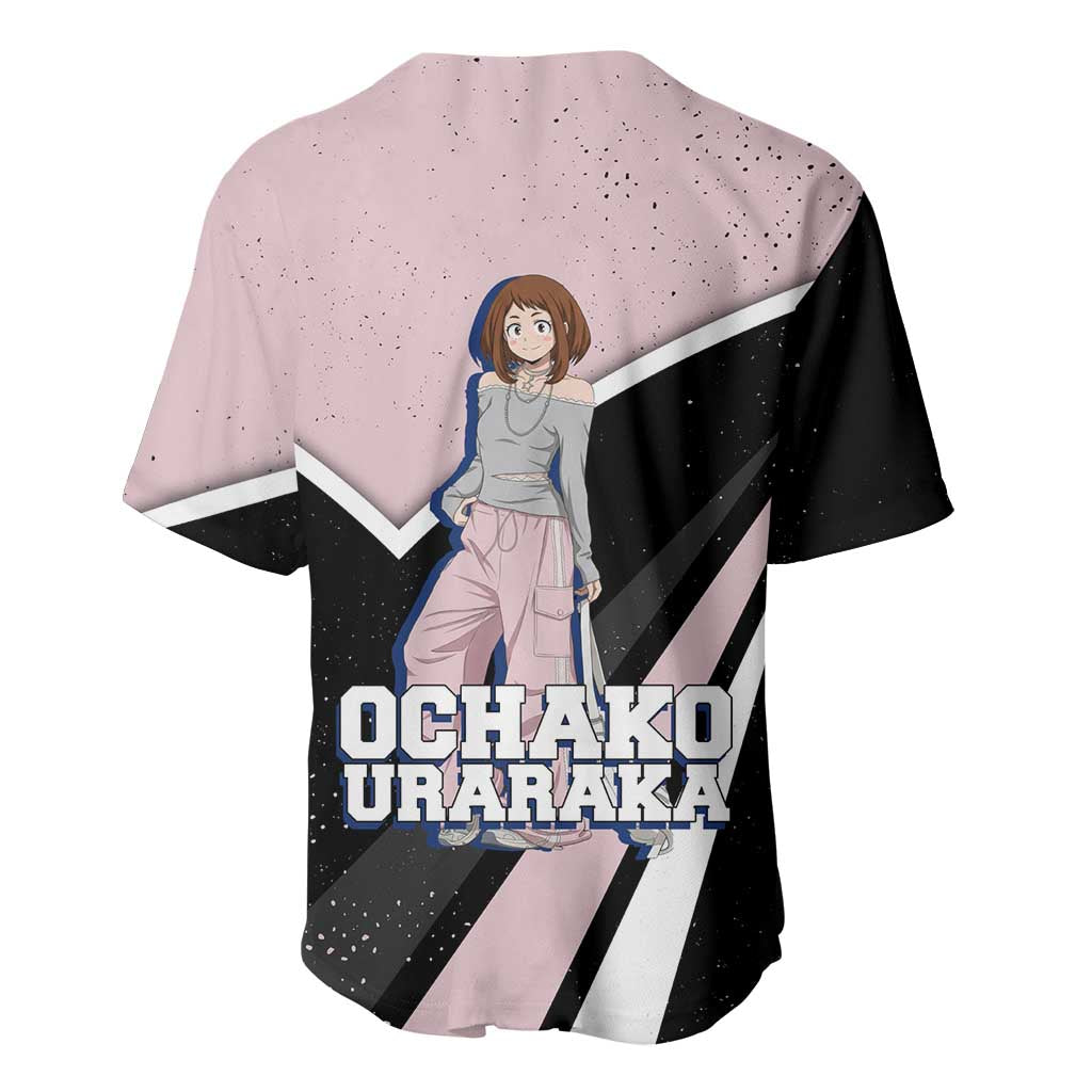 Ochako Uraraka My Hero Academia Baseball Jersey Anime Grunge Splatter Graphic Style