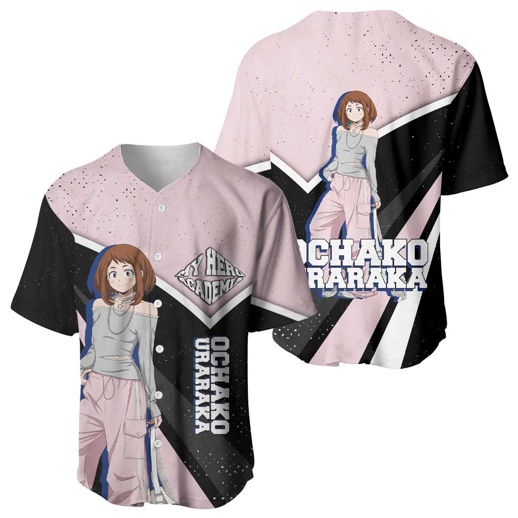 Ochako Uraraka My Hero Academia Baseball Jersey Anime Grunge Splatter Graphic Style