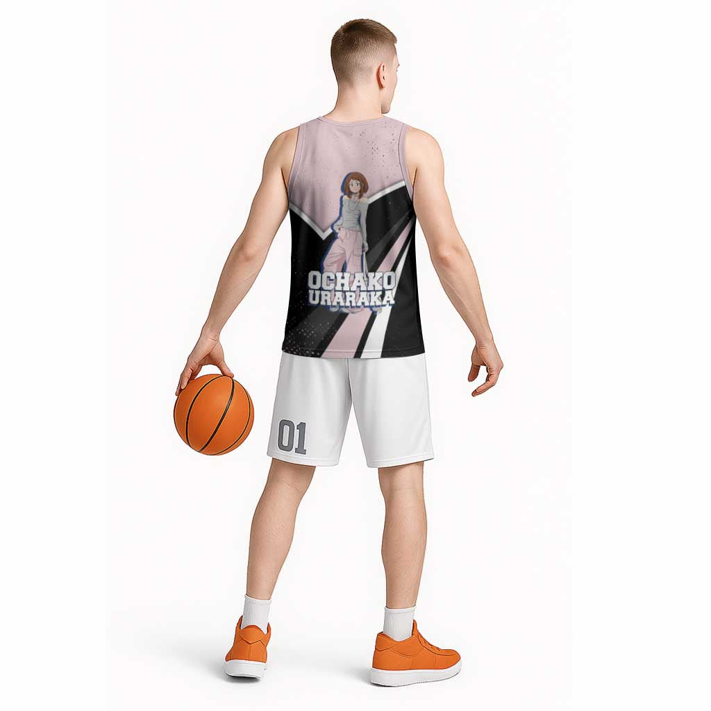 Ochako Uraraka My Hero Academia Basketball Jersey Anime Grunge Splatter Graphic Style