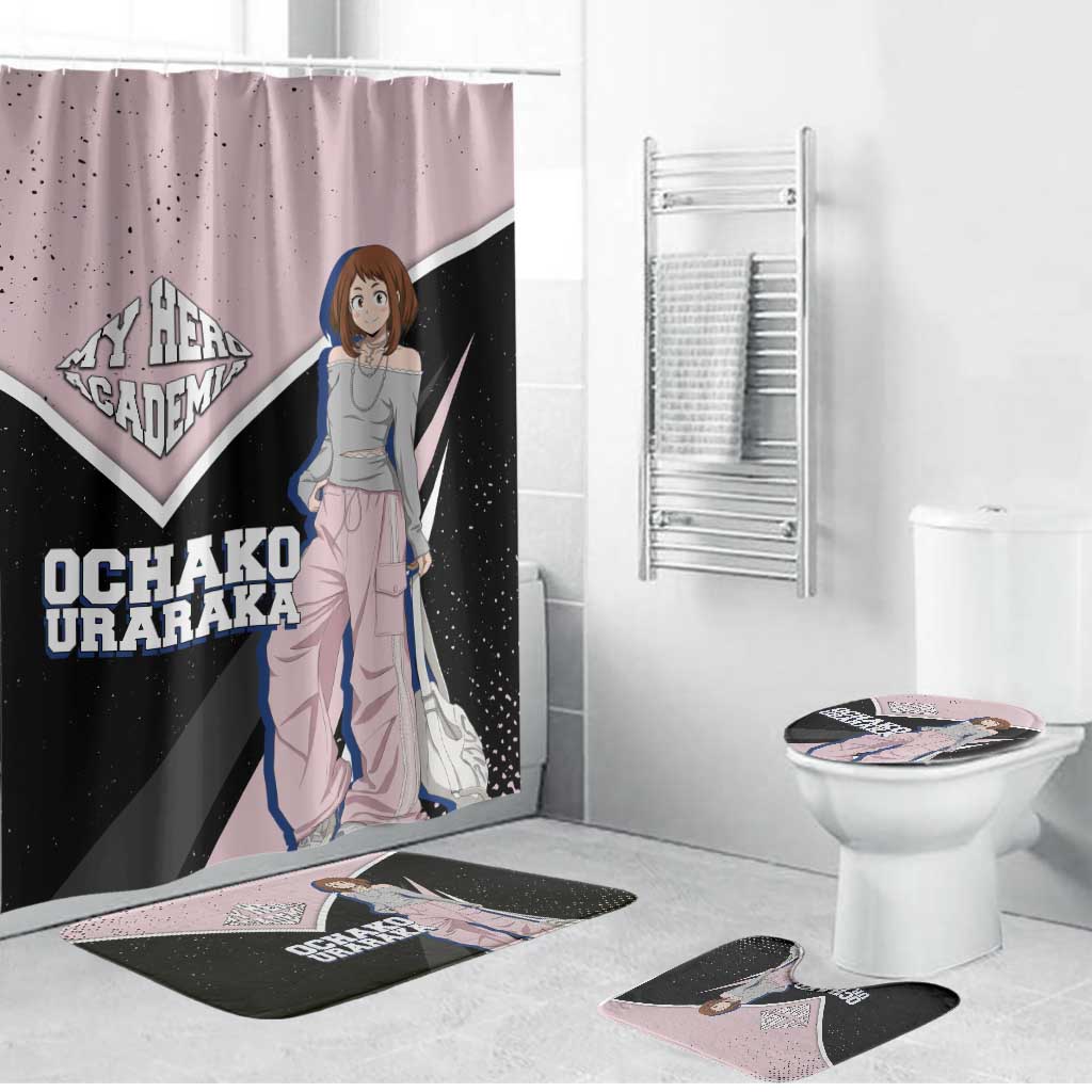Ochako Uraraka My Hero Academia Bathroom Set Anime Grunge Splatter Graphic Style