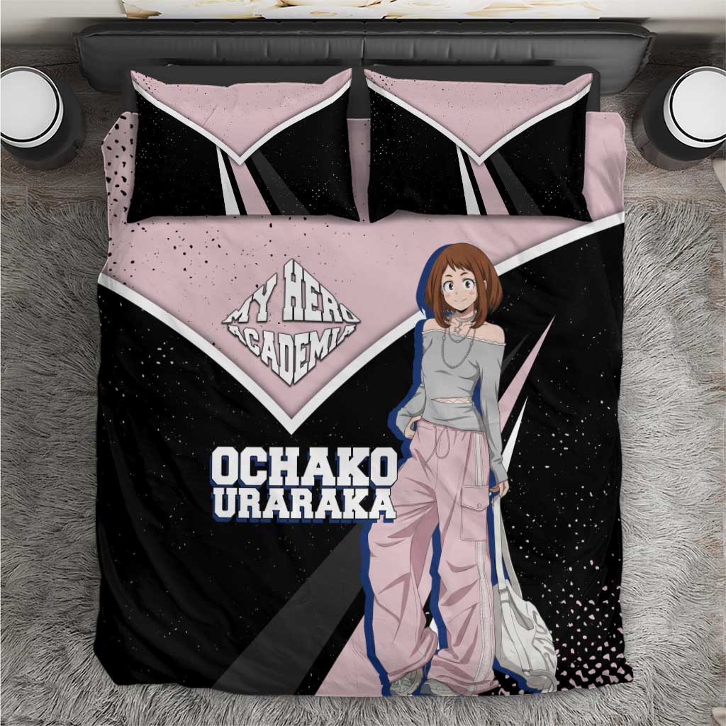 Ochako Uraraka My Hero Academia Bedding Set Anime Grunge Splatter Graphic Style