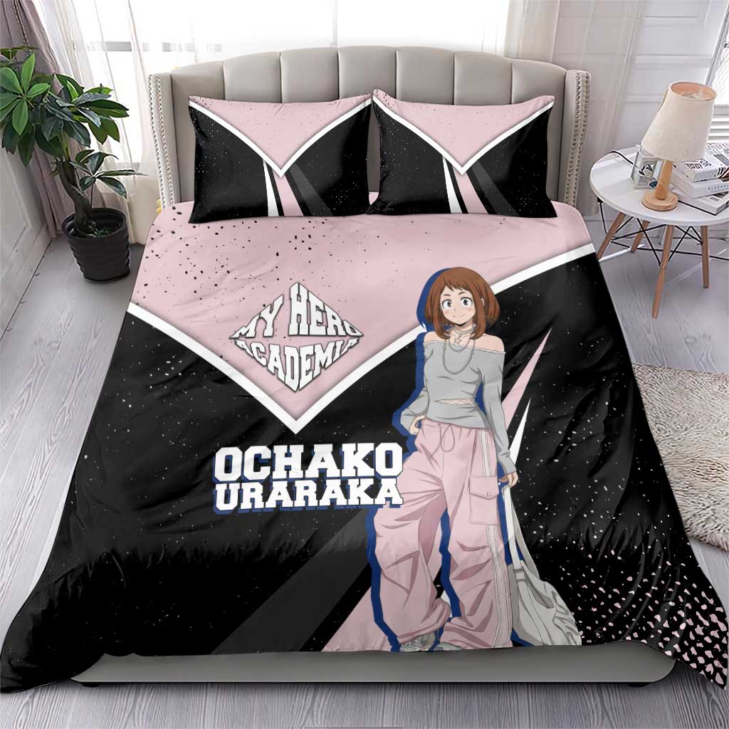 Ochako Uraraka My Hero Academia Bedding Set Anime Grunge Splatter Graphic Style
