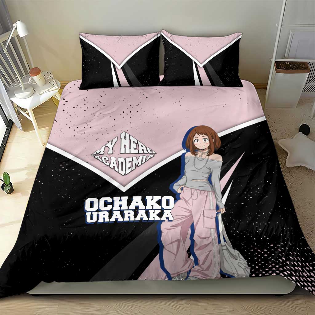 Ochako Uraraka My Hero Academia Bedding Set Anime Grunge Splatter Graphic Style