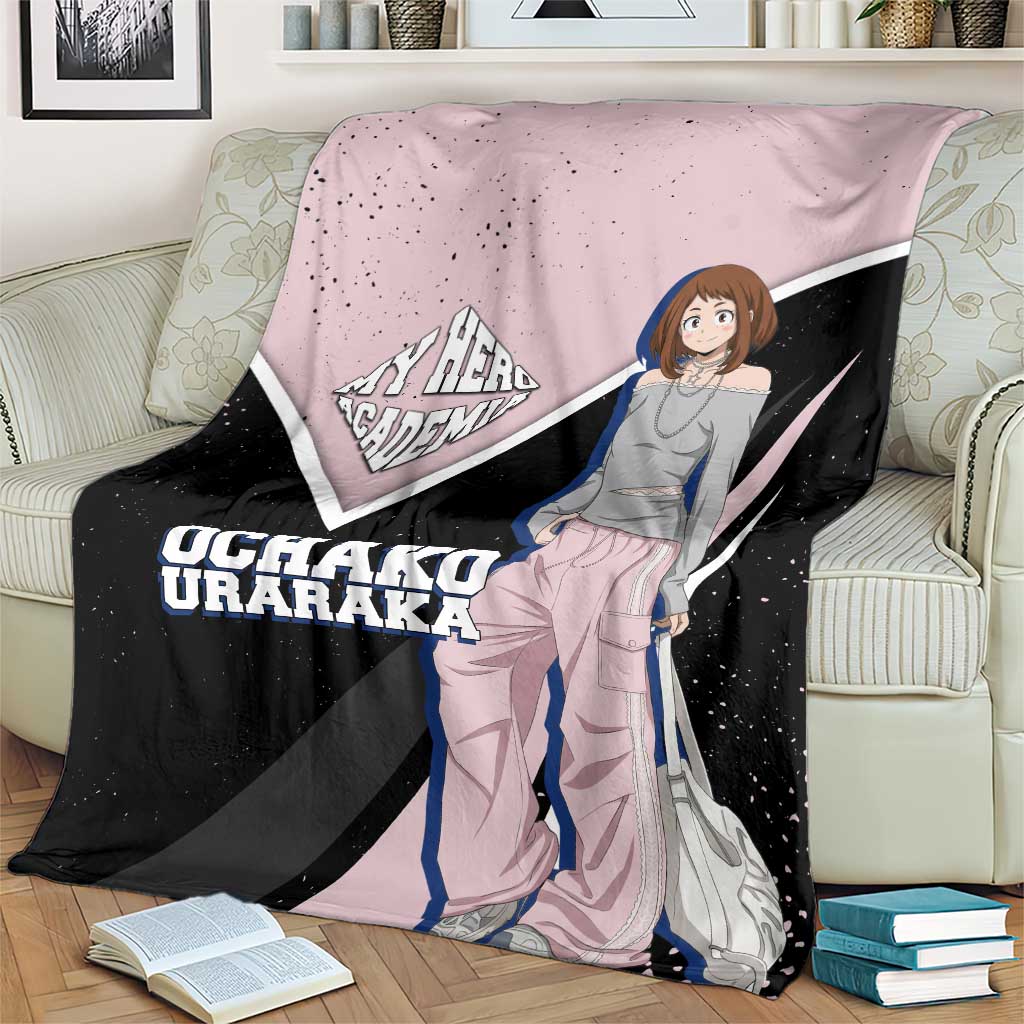 Ochako Uraraka My Hero Academia Blanket Anime Grunge Splatter Graphic Style