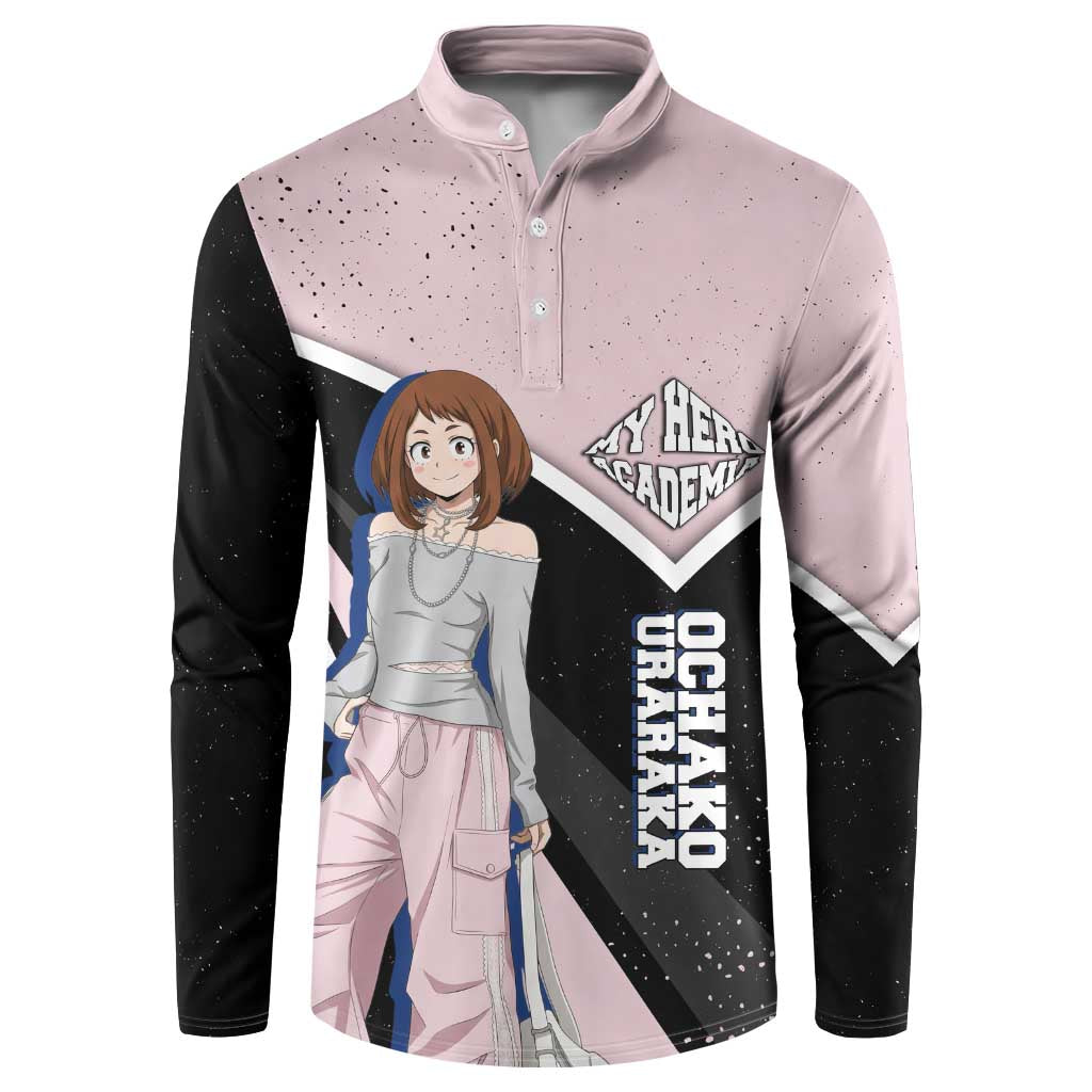 Ochako Uraraka My Hero Academia Button Sweatshirt Anime Grunge Splatter Graphic Style