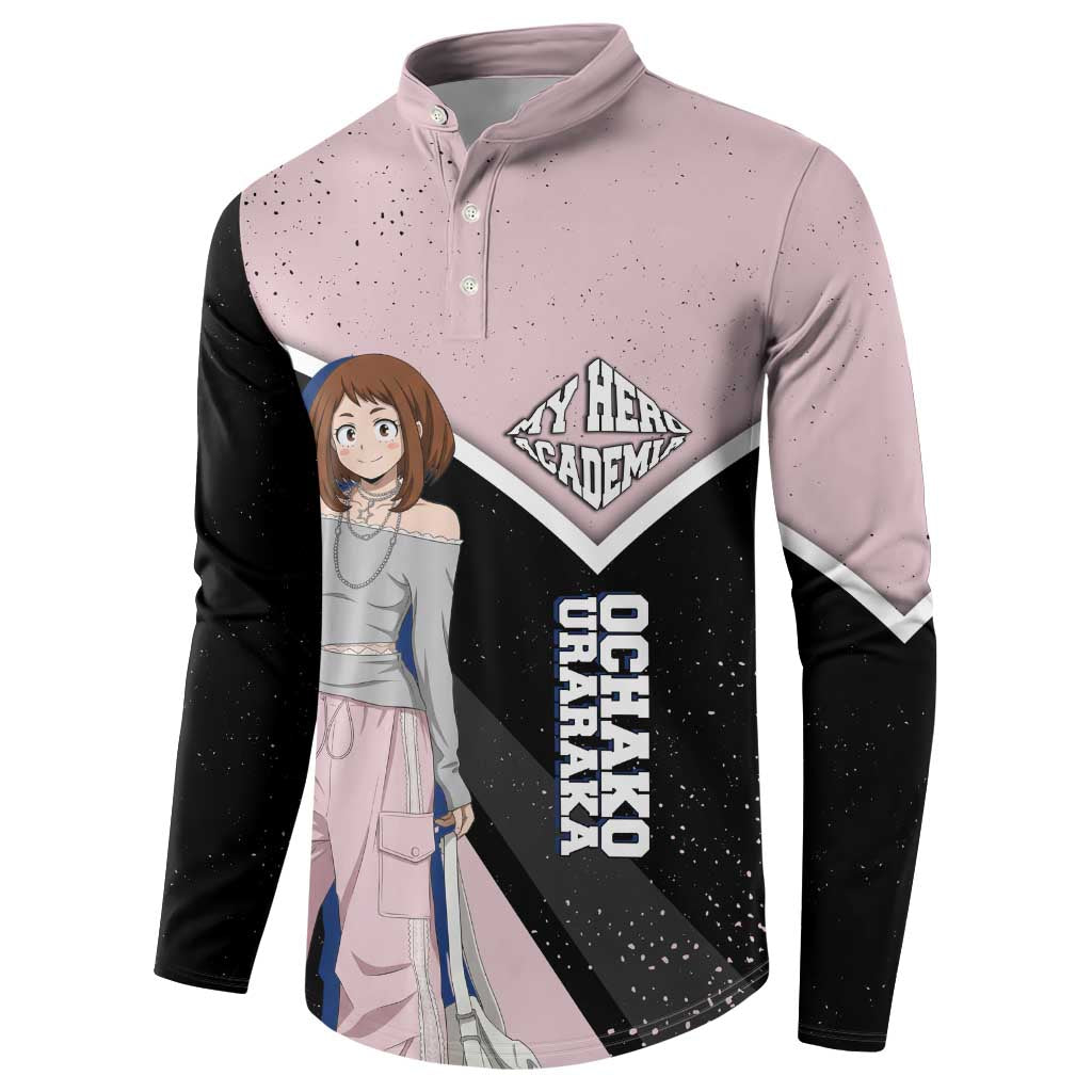 Ochako Uraraka My Hero Academia Button Sweatshirt Anime Grunge Splatter Graphic Style