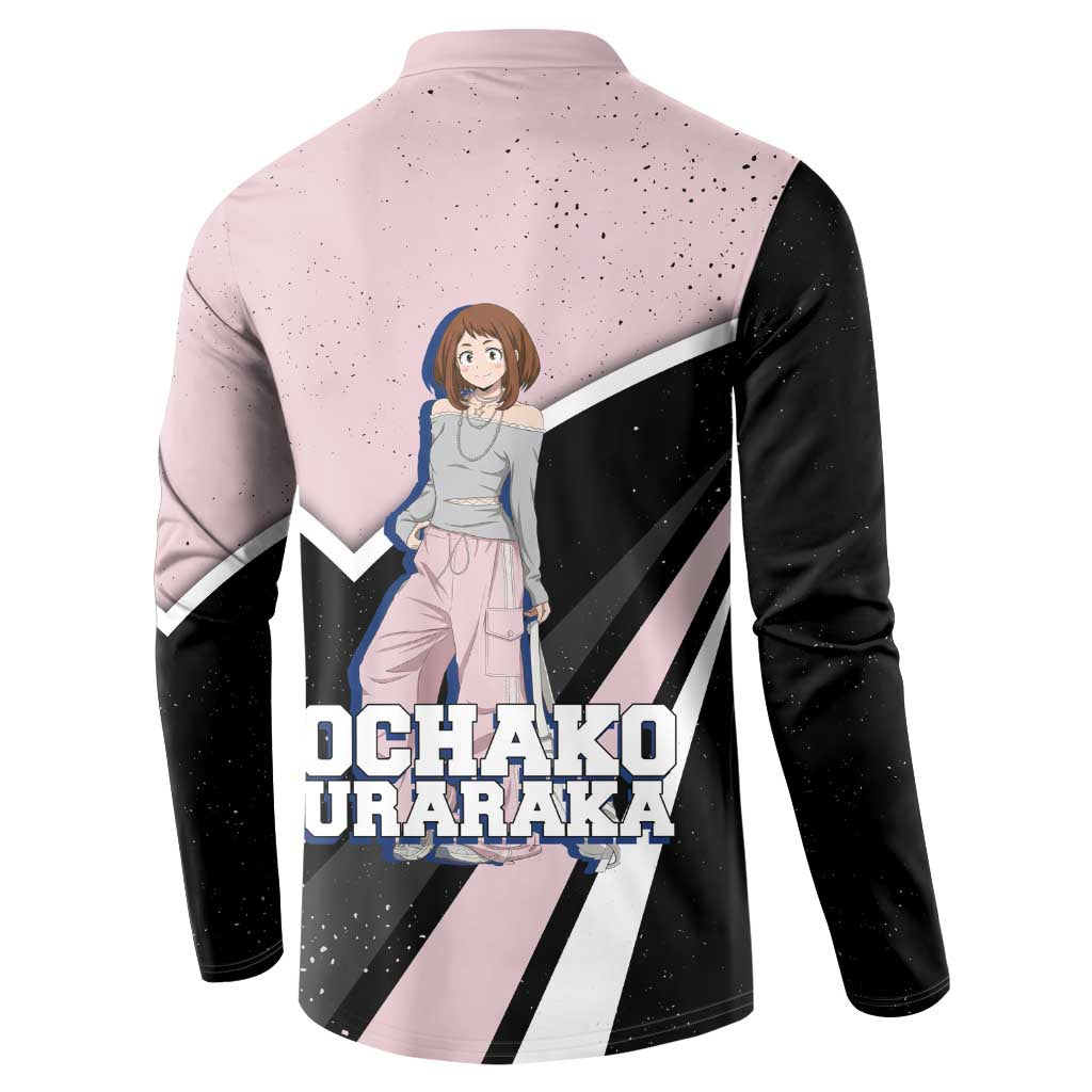 Ochako Uraraka My Hero Academia Button Sweatshirt Anime Grunge Splatter Graphic Style