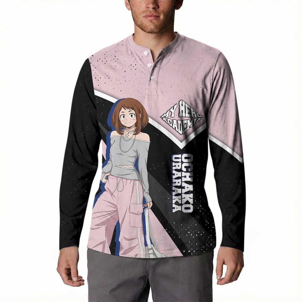Ochako Uraraka My Hero Academia Button Sweatshirt Anime Grunge Splatter Graphic Style
