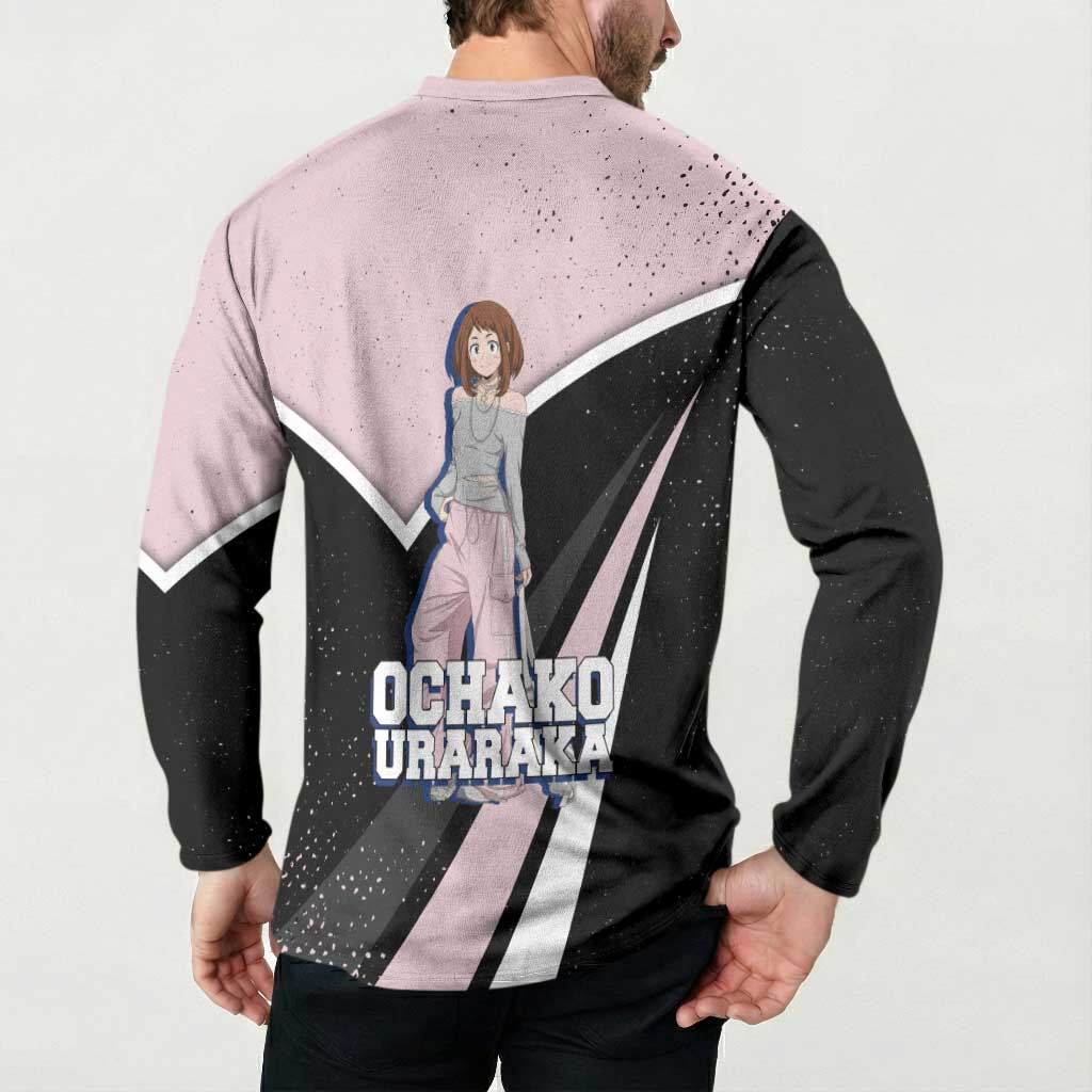 Ochako Uraraka My Hero Academia Button Sweatshirt Anime Grunge Splatter Graphic Style