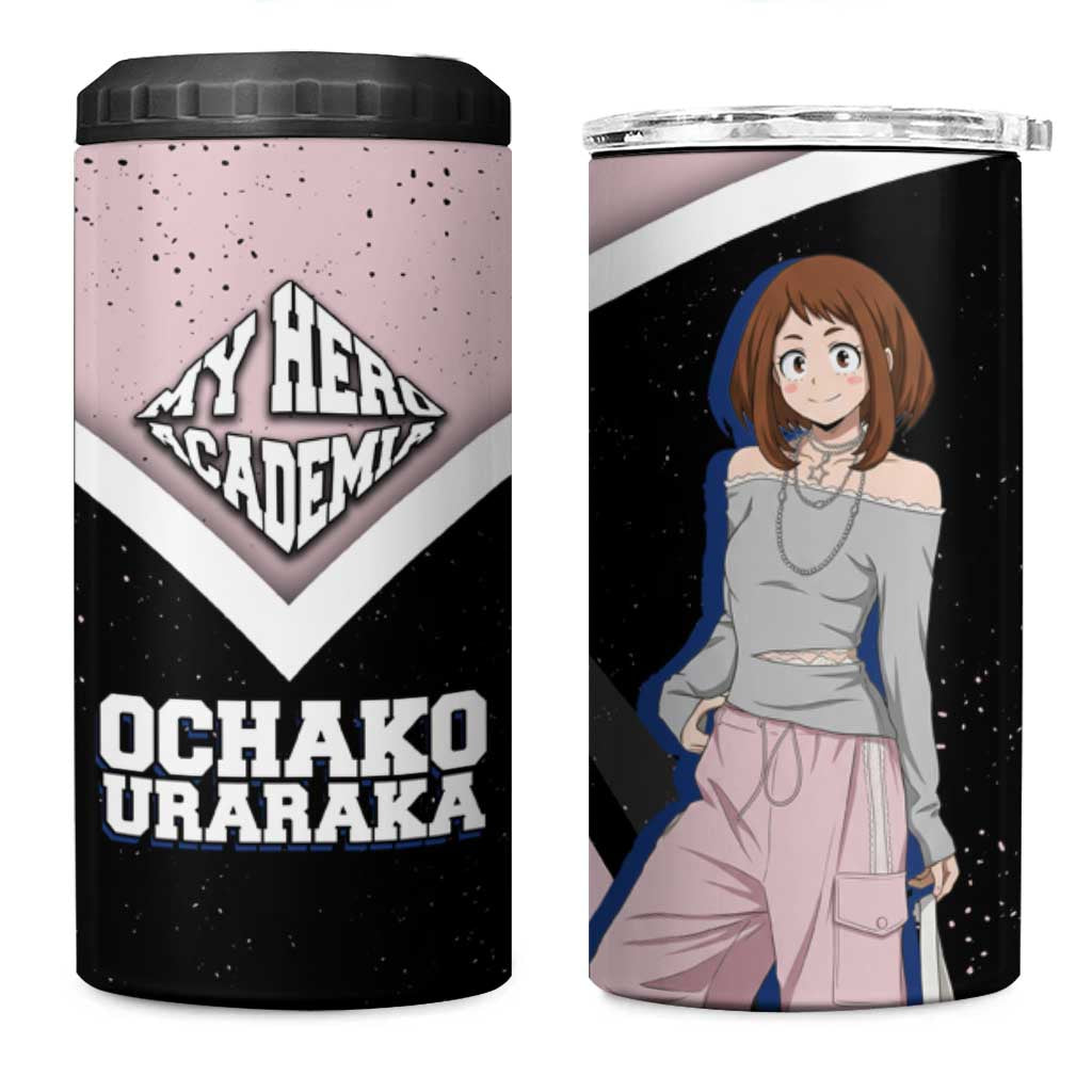 Ochako Uraraka My Hero Academia 4 in 1 Can Cooler Tumbler Anime Grunge Splatter Graphic Style