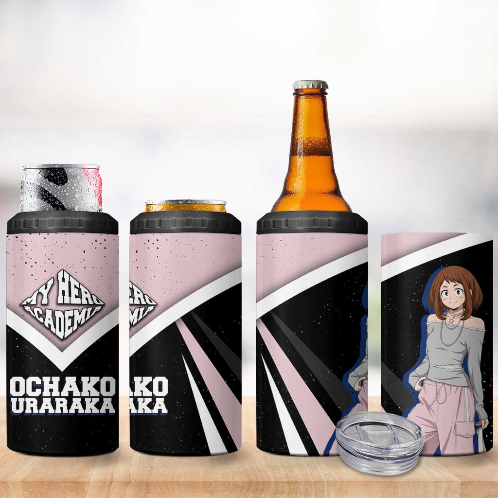 Ochako Uraraka My Hero Academia 4 in 1 Can Cooler Tumbler Anime Grunge Splatter Graphic Style