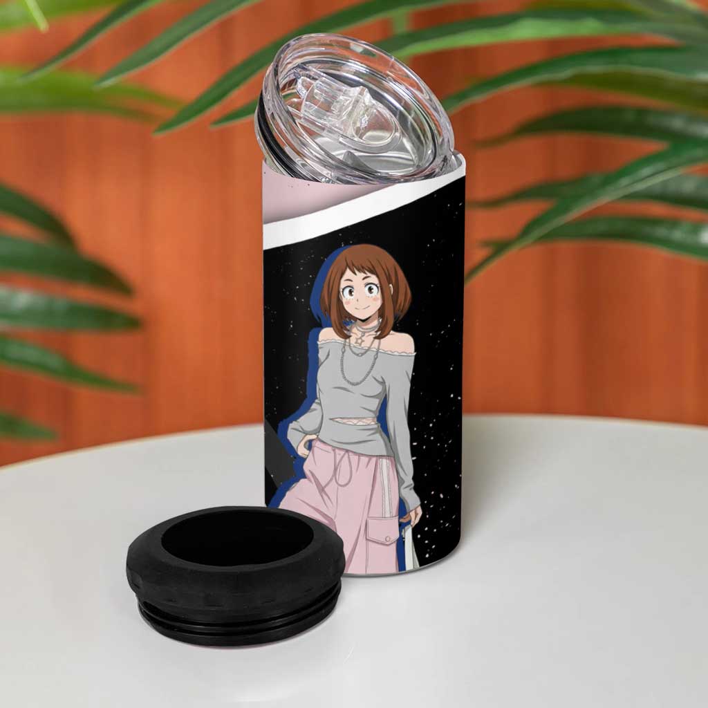 Ochako Uraraka My Hero Academia 4 in 1 Can Cooler Tumbler Anime Grunge Splatter Graphic Style