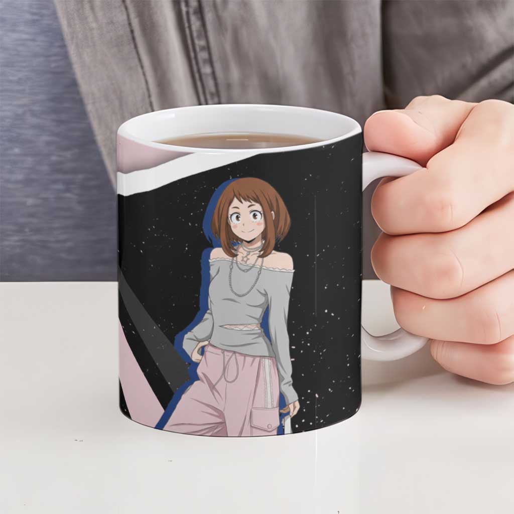 Ochako Uraraka My Hero Academia Ceramic Mug Anime Grunge Splatter Graphic Style