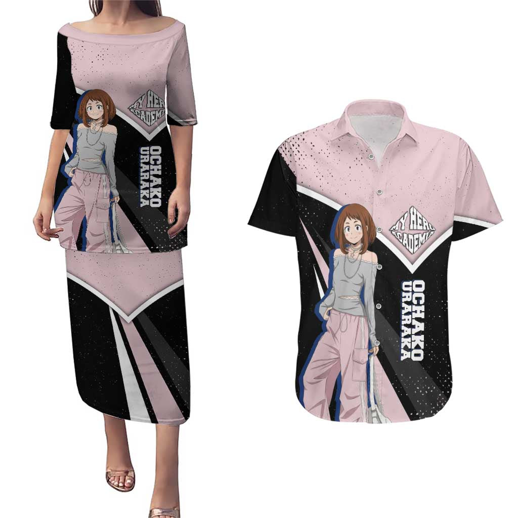 Ochako Uraraka My Hero Academia Couples Matching Puletasi and Hawaiian Shirt Anime Grunge Splatter Graphic Style