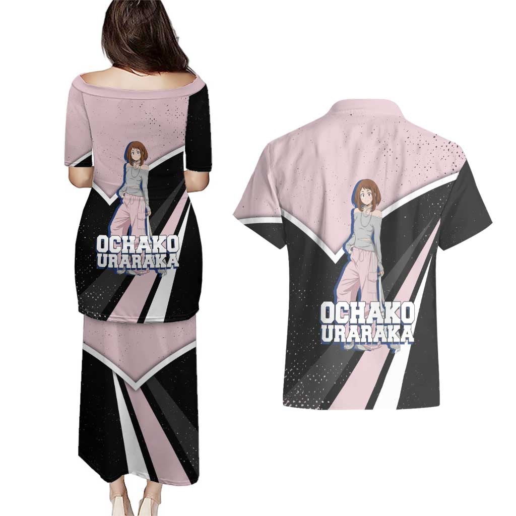 Ochako Uraraka My Hero Academia Couples Matching Puletasi and Hawaiian Shirt Anime Grunge Splatter Graphic Style