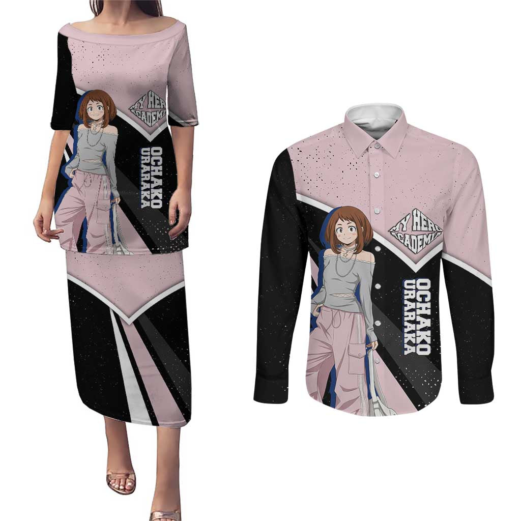 Ochako Uraraka My Hero Academia Couples Matching Puletasi and Long Sleeve Button Shirt Anime Grunge Splatter Graphic Style