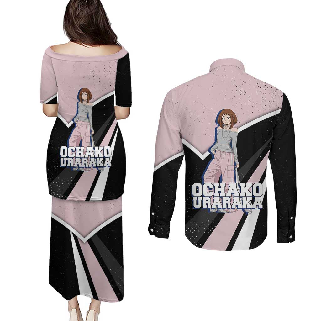Ochako Uraraka My Hero Academia Couples Matching Puletasi and Long Sleeve Button Shirt Anime Grunge Splatter Graphic Style