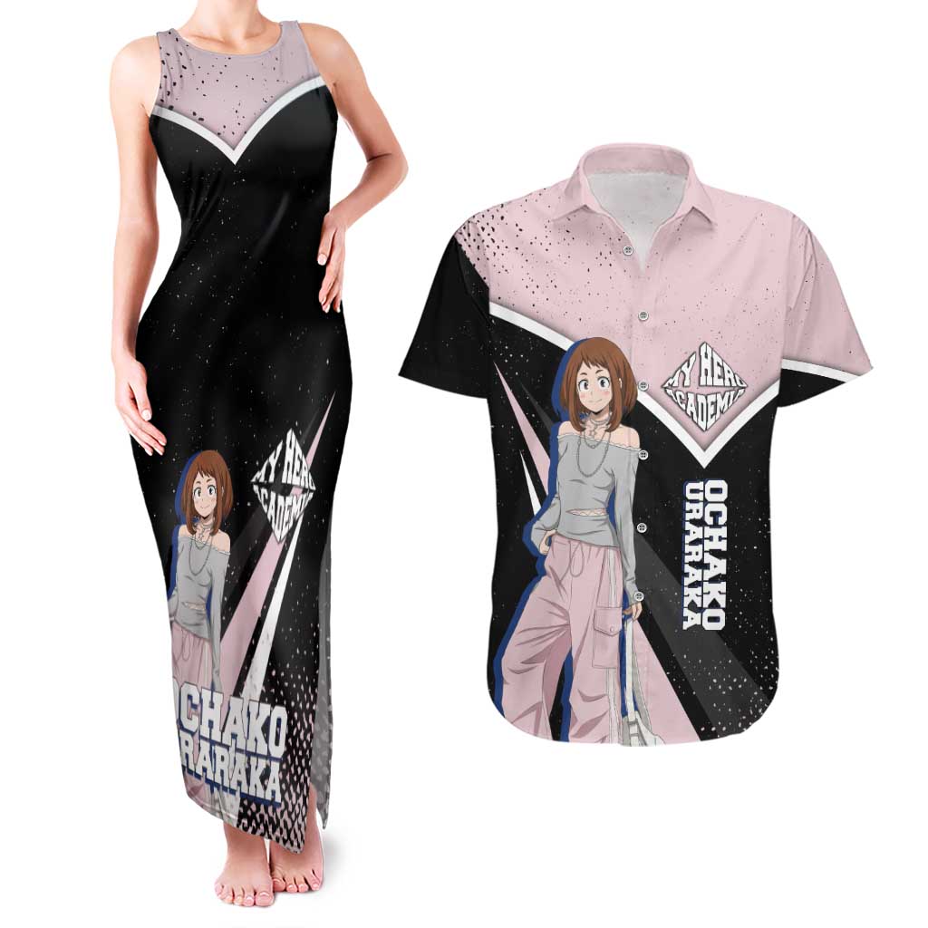 Ochako Uraraka My Hero Academia Couples Matching Tank Maxi Dress and Hawaiian Shirt Anime Grunge Splatter Graphic Style