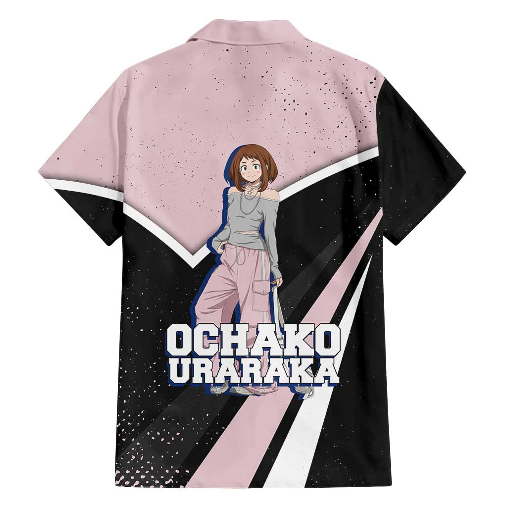 Ochako Uraraka My Hero Academia Family Matching Off The Shoulder Long Sleeve Dress and Hawaiian Shirt Anime Grunge Splatter Graphic Style
