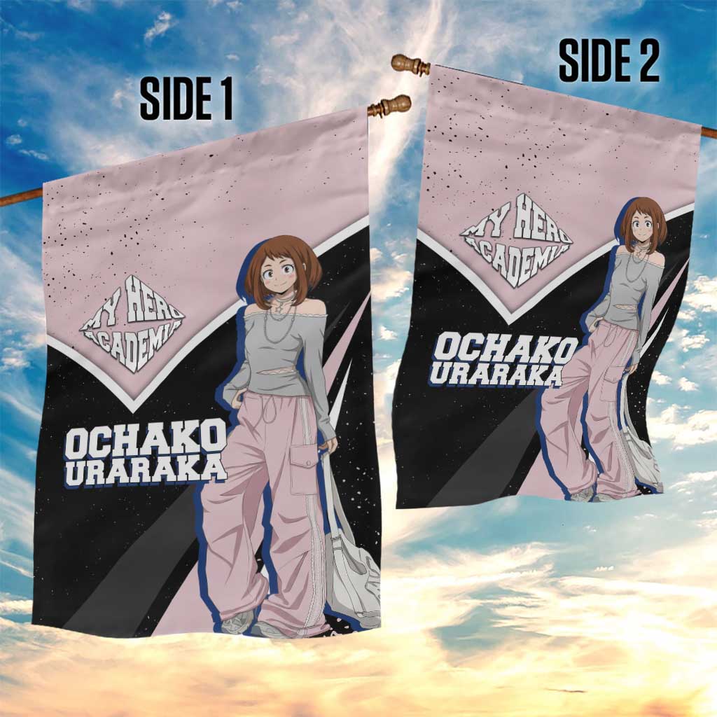 Ochako Uraraka My Hero Academia Garden Flag Anime Grunge Splatter Graphic Style