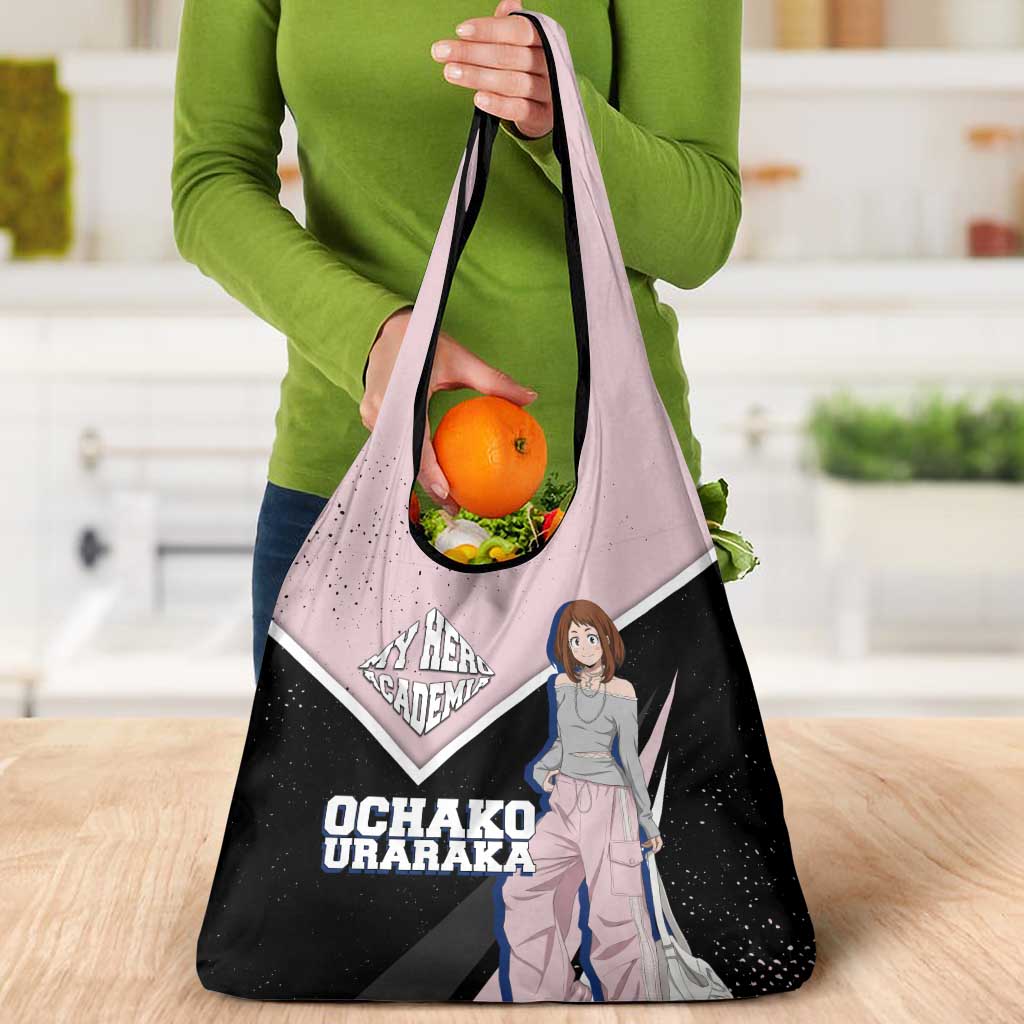 Ochako Uraraka My Hero Academia Grocery Bag Anime Grunge Splatter Graphic Style