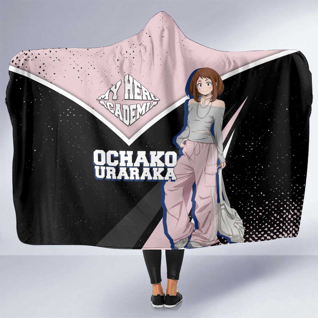 Ochako Uraraka My Hero Academia Hooded Blanket Anime Grunge Splatter Graphic Style