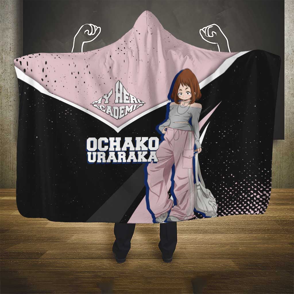 Ochako Uraraka My Hero Academia Hooded Blanket Anime Grunge Splatter Graphic Style