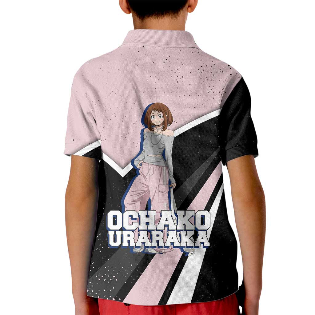 Ochako Uraraka My Hero Academia Kid Polo Shirt Anime Grunge Splatter Graphic Style
