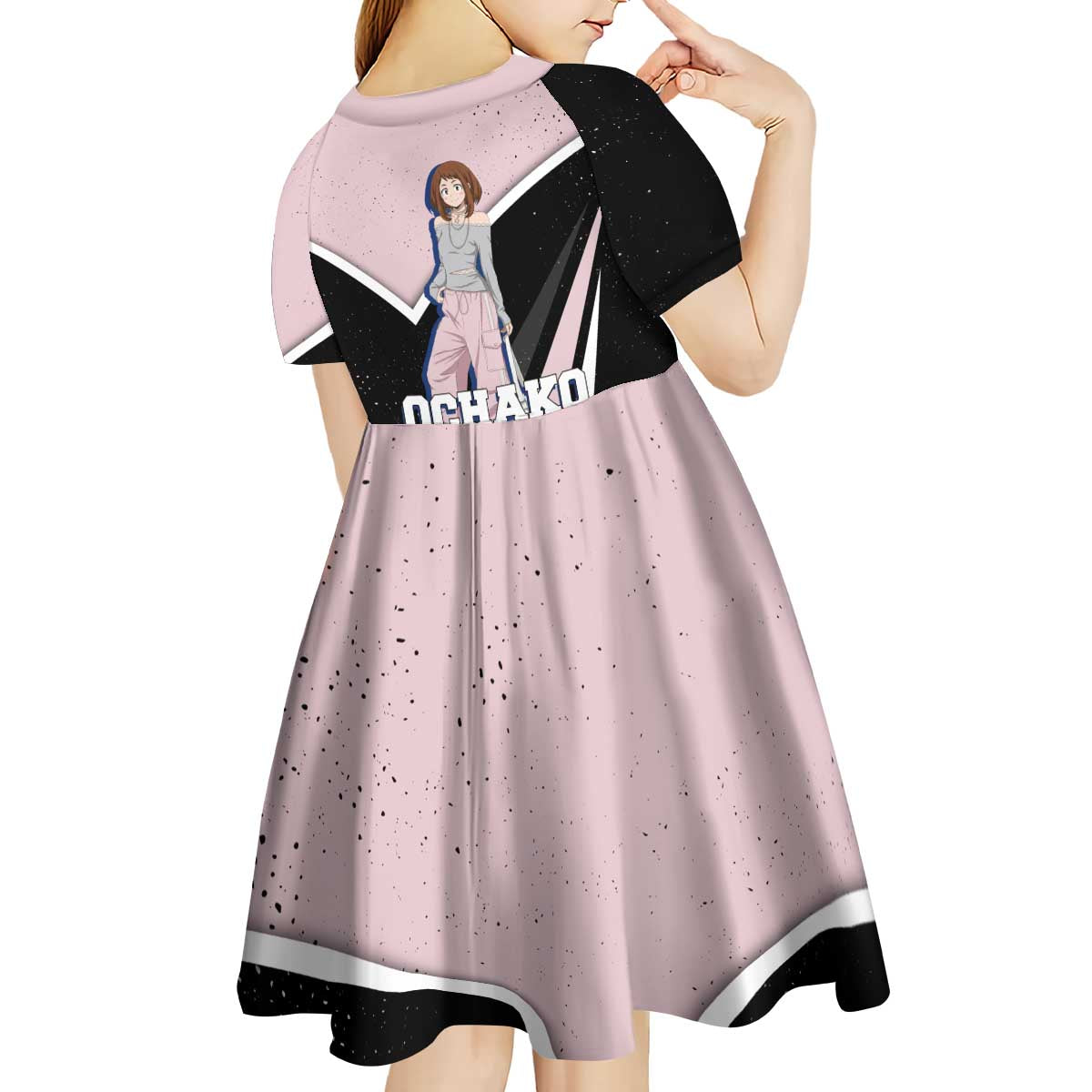 Ochako Uraraka My Hero Academia Kid Short Sleeve Dress Anime Grunge Splatter Graphic Style