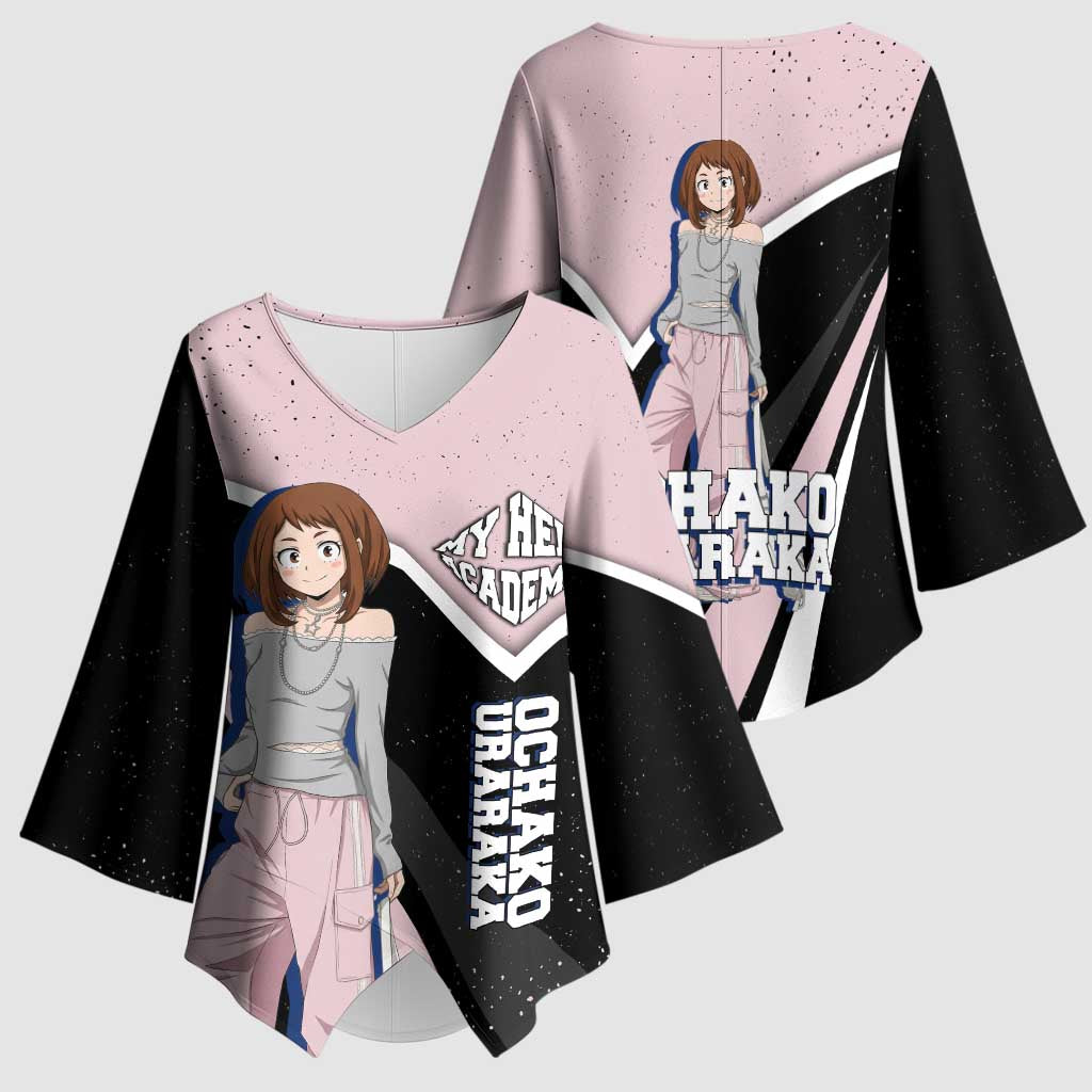 Ochako Uraraka My Hero Academia Kimono Sleeve Blouse Anime Grunge Splatter Graphic Style