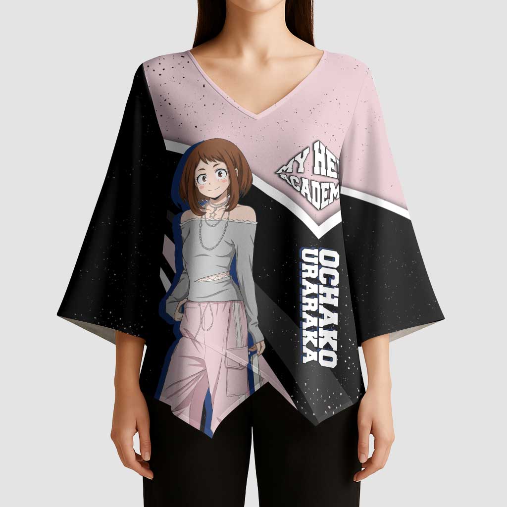 Ochako Uraraka My Hero Academia Kimono Sleeve Blouse Anime Grunge Splatter Graphic Style