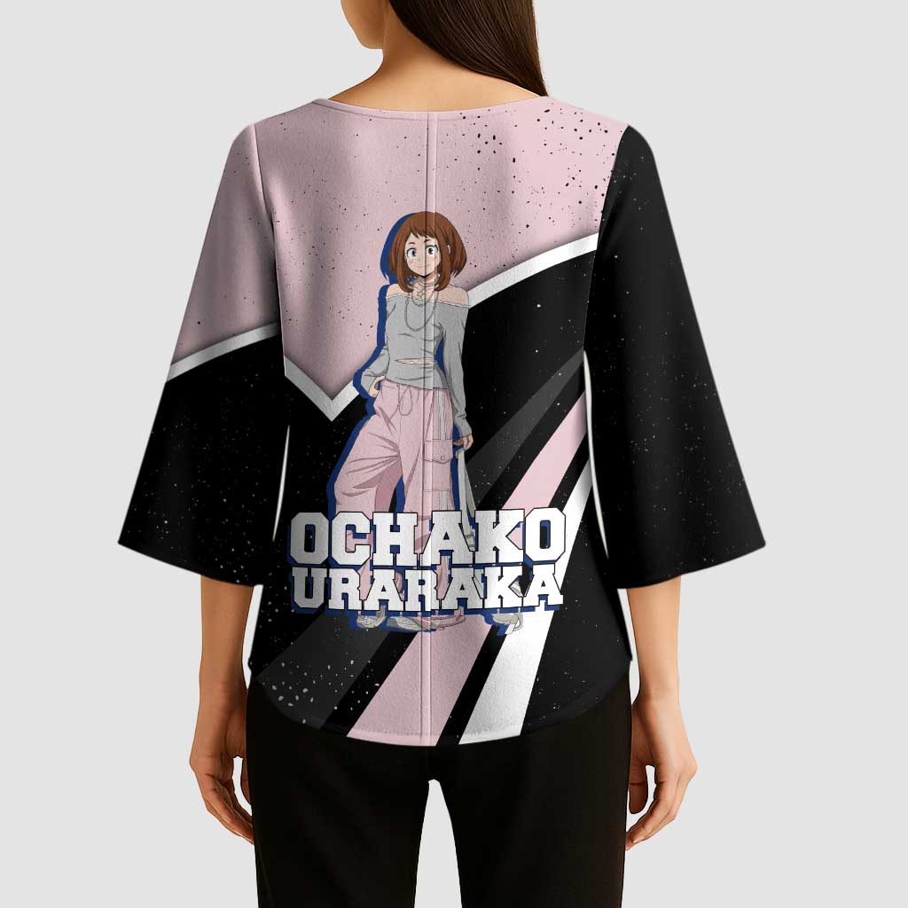 Ochako Uraraka My Hero Academia Kimono Sleeve Blouse Anime Grunge Splatter Graphic Style