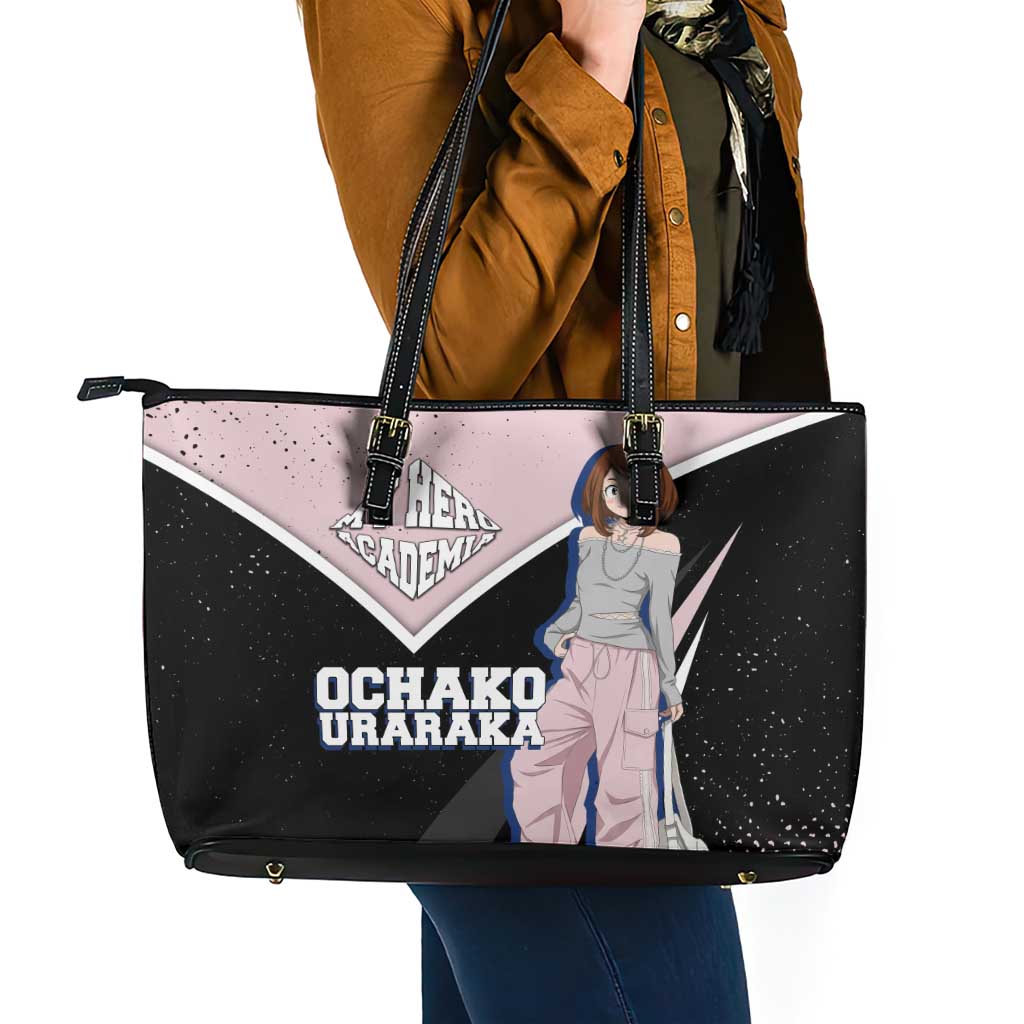 Ochako Uraraka My Hero Academia Leather Tote Bag Anime Grunge Splatter Graphic Style