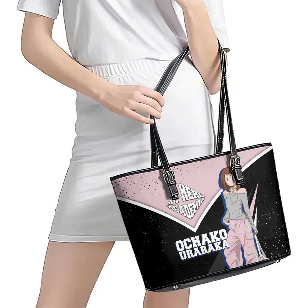 Ochako Uraraka My Hero Academia Leather Tote Bag Anime Grunge Splatter Graphic Style