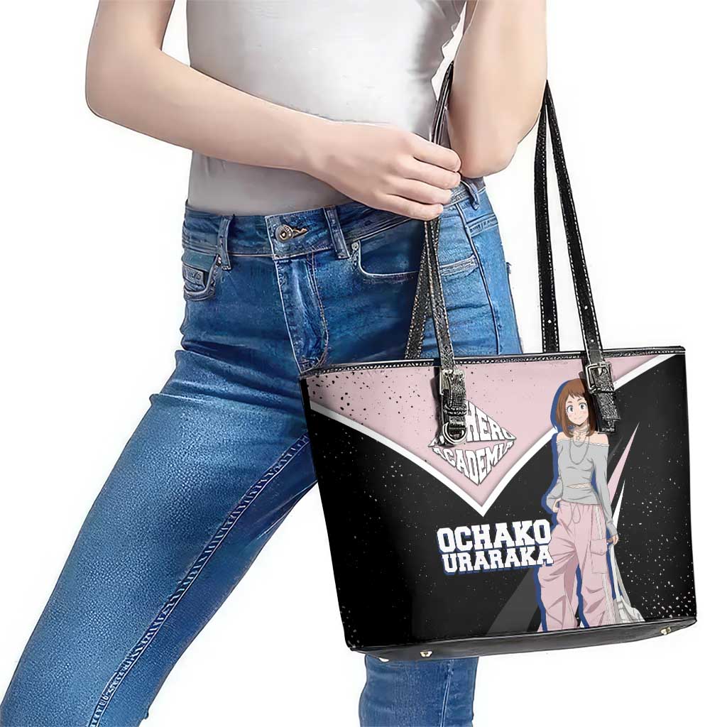 Ochako Uraraka My Hero Academia Leather Tote Bag Anime Grunge Splatter Graphic Style