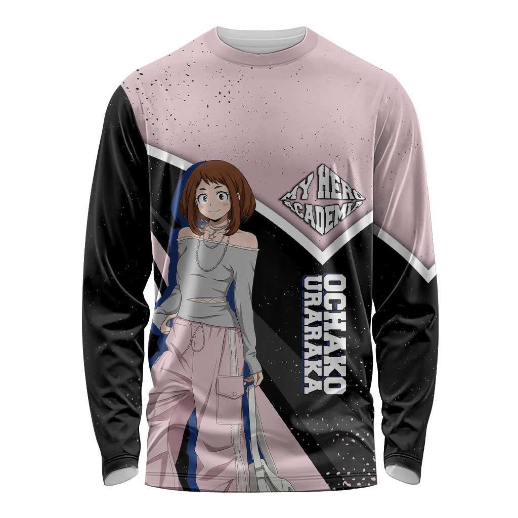 Ochako Uraraka My Hero Academia Long Sleeve Shirt Anime Grunge Splatter Graphic Style