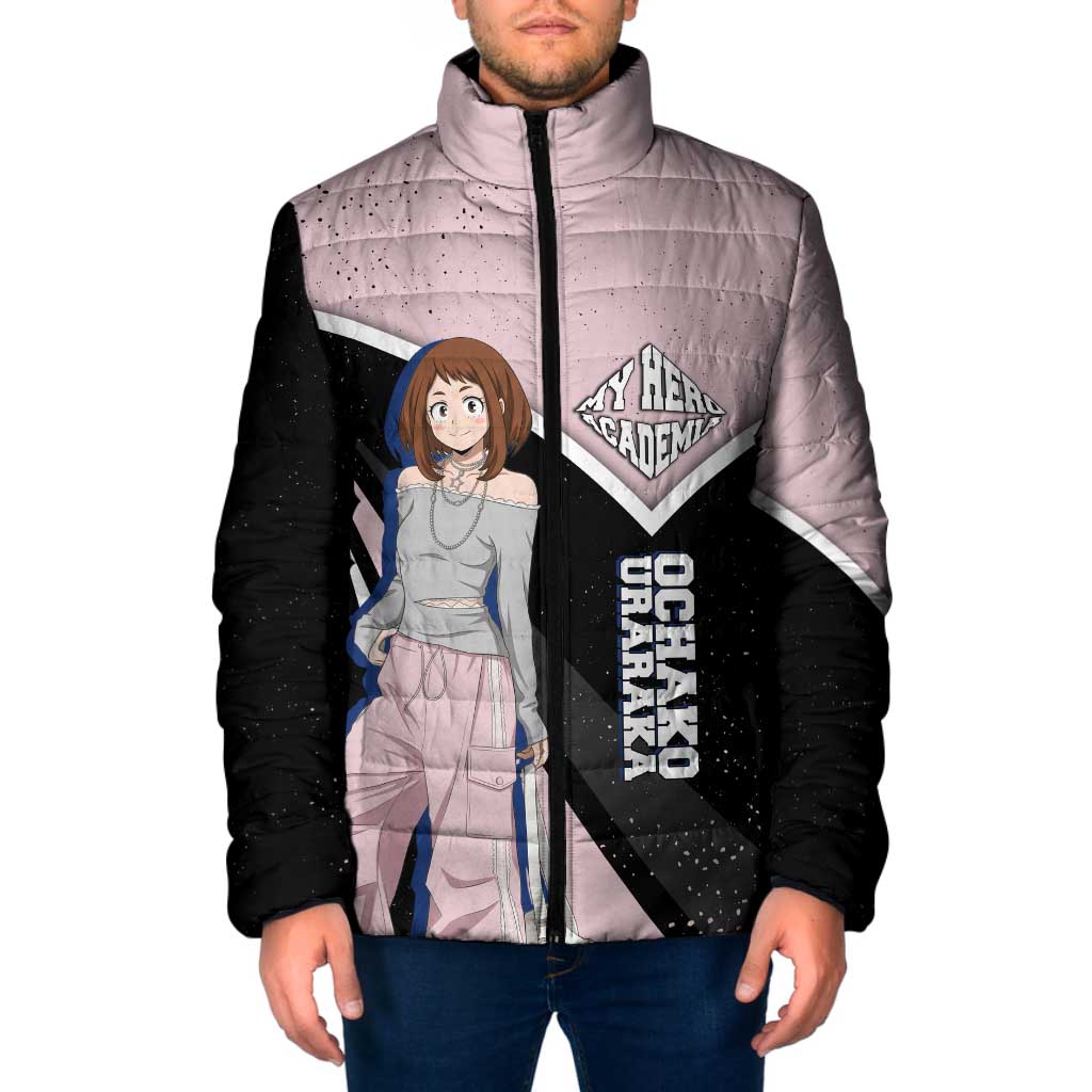 Ochako Uraraka My Hero Academia Padded Jacket Anime Grunge Splatter Graphic Style