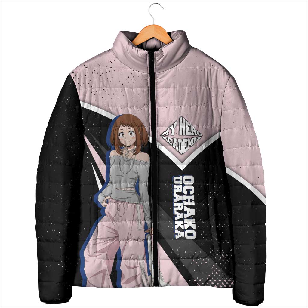 Ochako Uraraka My Hero Academia Padded Jacket Anime Grunge Splatter Graphic Style