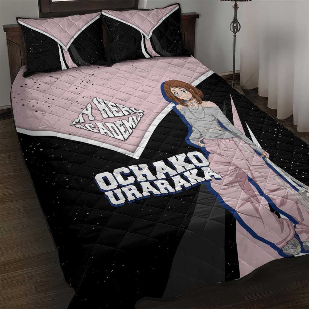 Ochako Uraraka My Hero Academia Quilt Bed Set Anime Grunge Splatter Graphic Style