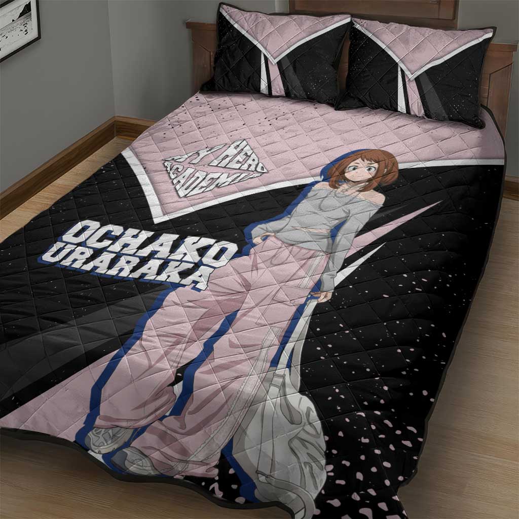 Ochako Uraraka My Hero Academia Quilt Bed Set Anime Grunge Splatter Graphic Style