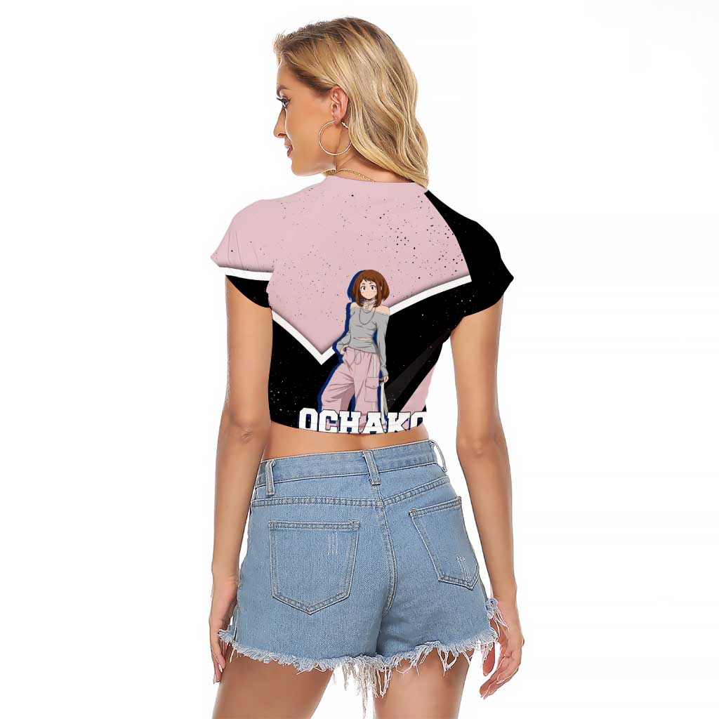 Ochako Uraraka My Hero Academia Raglan Cropped T Shirt Anime Grunge Splatter Graphic Style